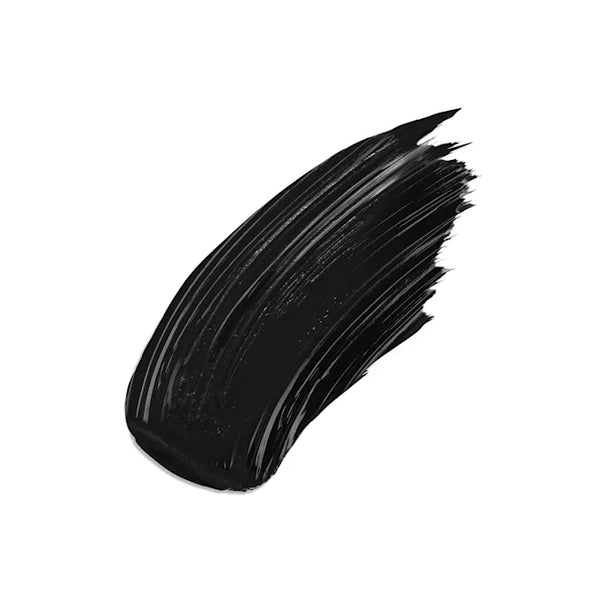 Thick black mascara swatch on applicator wand