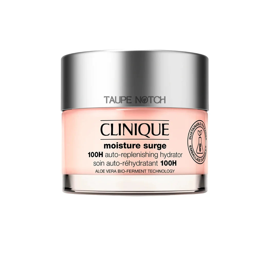 Clinique Moisture Surge 100H hydrator jar with silver lid, pink cream