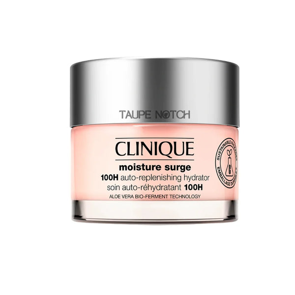 Clinique Moisture Surge 100H hydrator jar with silver lid, pink cream