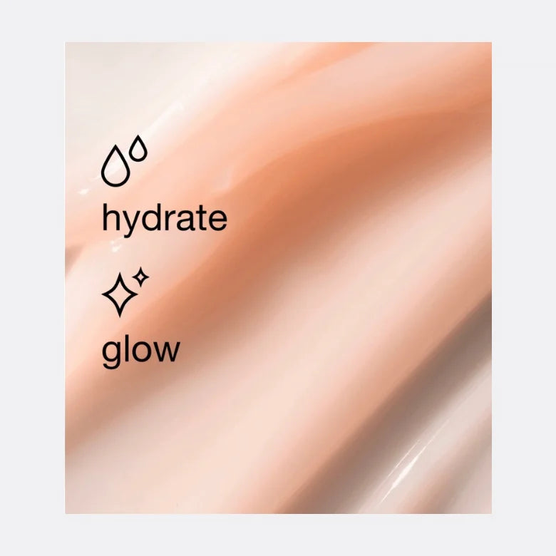 Hydrator promo card with hydrate glow lettering over peach gel