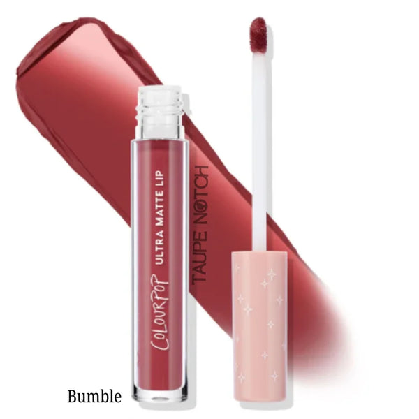 Ultra matte liquid lipstick in Bumble with doe-foot applicator and cap