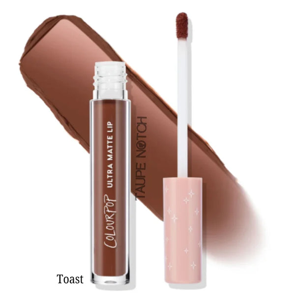 Ultra matte liquid lipstick in Toast with doe-foot applicator and cap