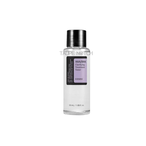 COSRX AHA/BHA clarifying treatment toner bottle, 50 ml, clear bottle with black cap