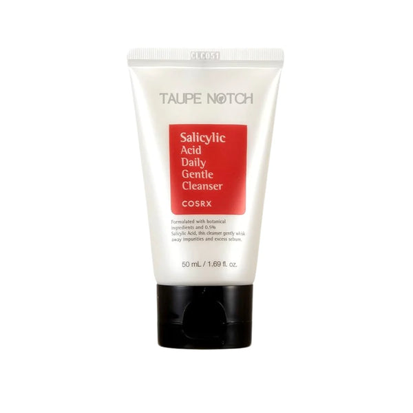Cosrx salicylic acid cleanser tube, 50 ml, white squeeze bottle with black cap