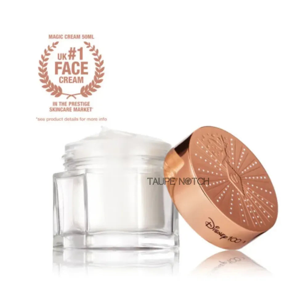 Moisturiser jar with clear body and tan patterned lid, 50 ml