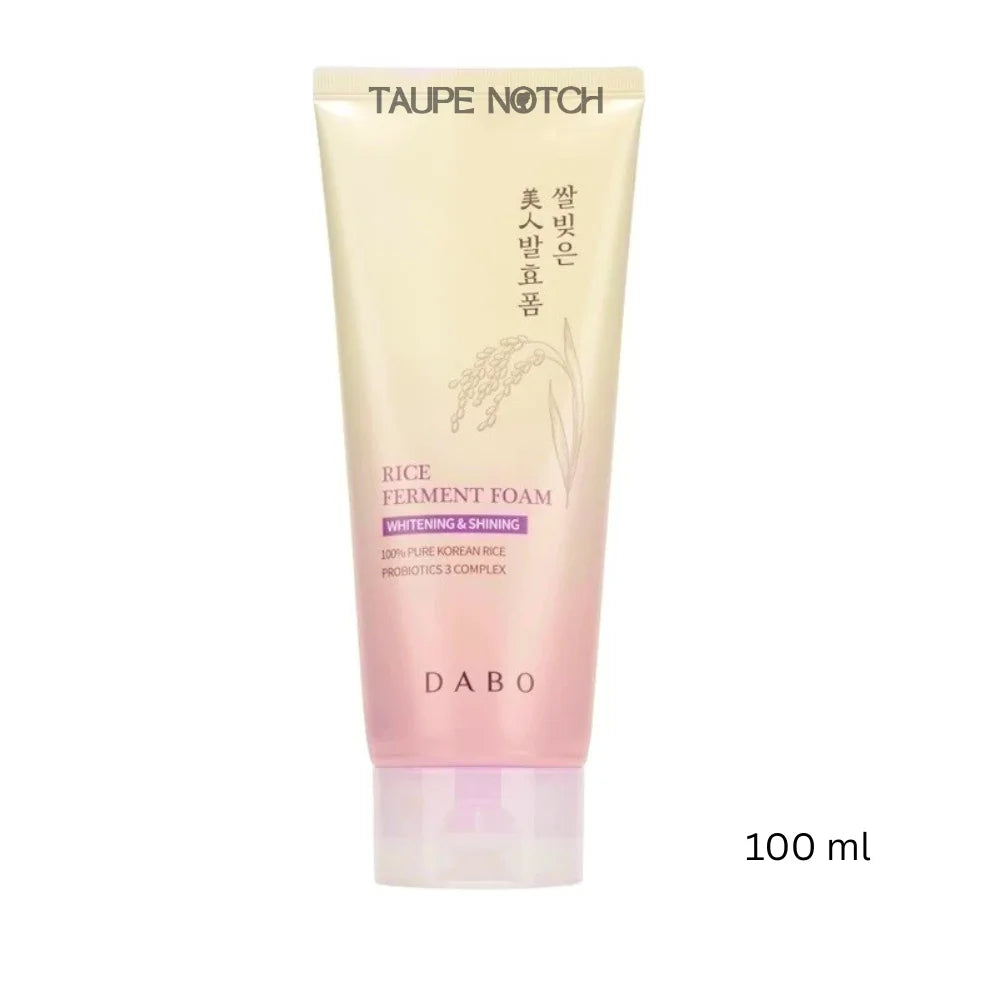 Rice ferment foam cleanser tube, cream top and pink bottom, TAUPE NOTCH, 100 ml