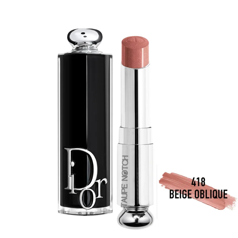 Dior Addict Shine Lipstick 418 Beige Oblique warm shimmer nude glossy finish