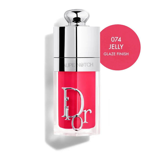 Dior Addict lip glow oil, 074 Jelly, glossy pink gel finish in clear tube
