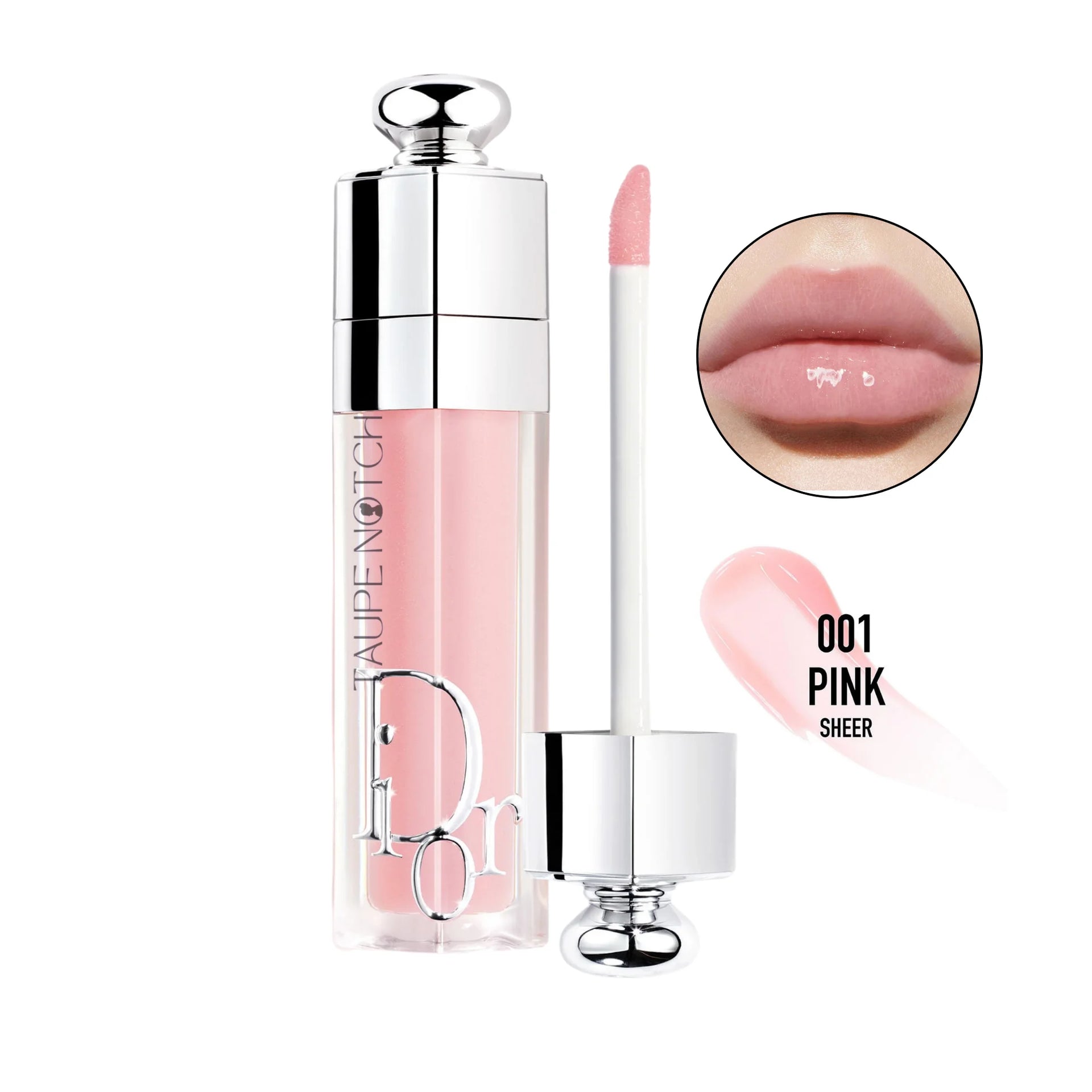 Dior Addict lip plumping gloss 001 Pink sheer, with pale pink applicator wand