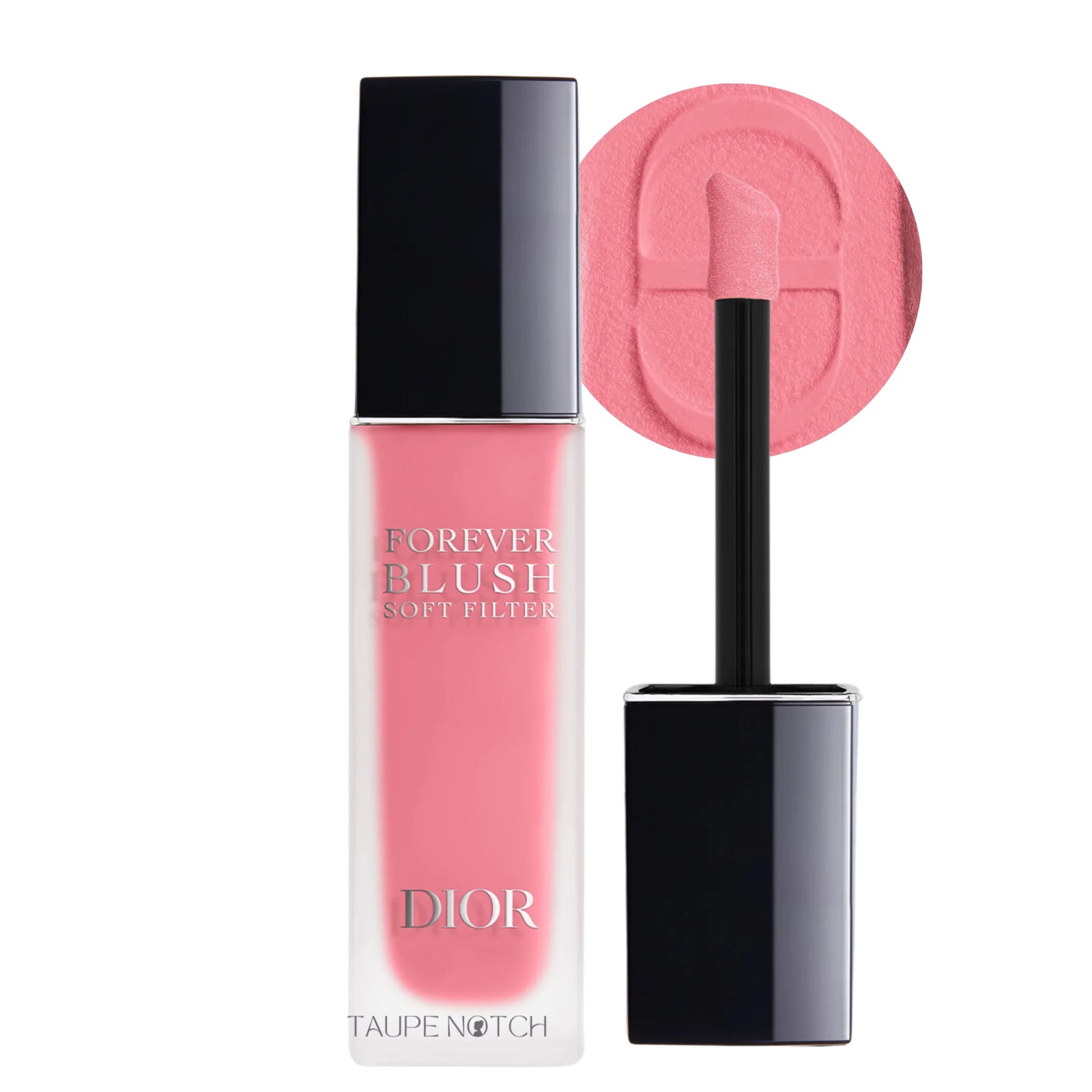 Dior Forever Blush Soft Filter in light pink with applicator brush and swatch