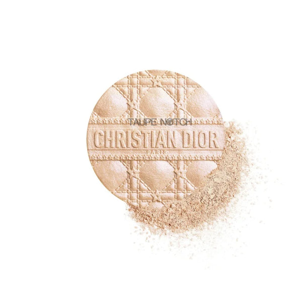 Taupe-gold shimmer powder in a loose round layer with Dior Forever Glow