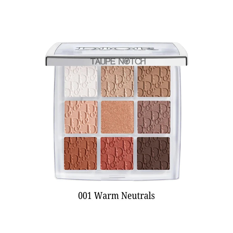 Dior Backstage eye shadow palette with 9 warm neutral shades in clear compact