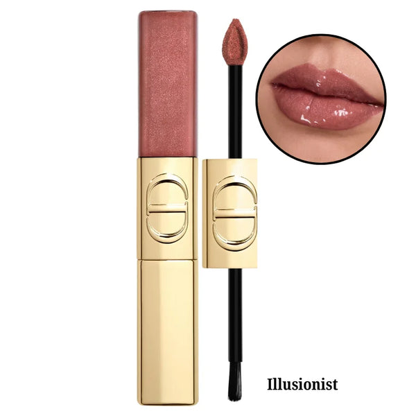 Dior Rouge Dior liquid sequin lip duo in Illusionist, mauve shimmer lip product with applicator