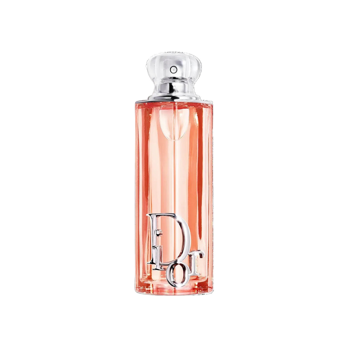 Peachy Glow eau de parfum bottle with peach-orange glass and clear cap