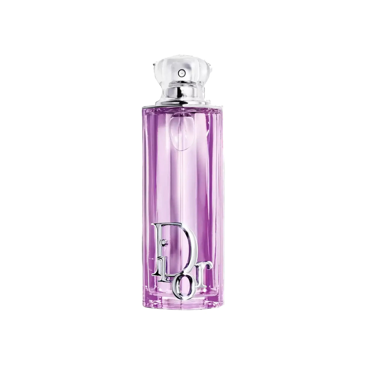 Purple Glow eau de parfum bottle with clear spray cap, lilac glass front