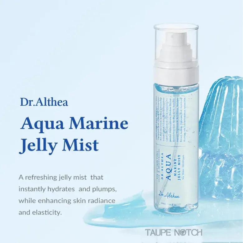 Jelly mist bottle with white pump, light blue gel liquid, 100 ml