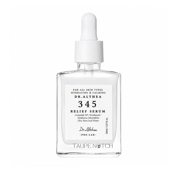 Dr. Althea 345 relief serum bottle with dropper, clear glass, 30 ml