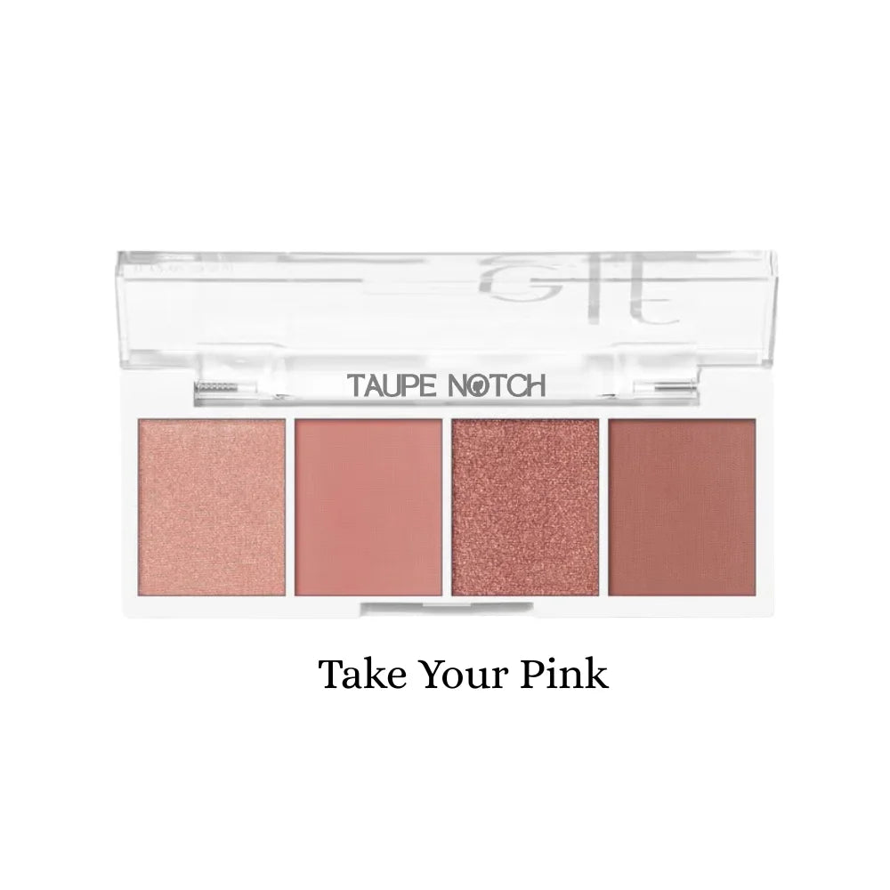 Bite-size eyeshadow palette with 4 pink and rose shades, labeled Take Your Pink