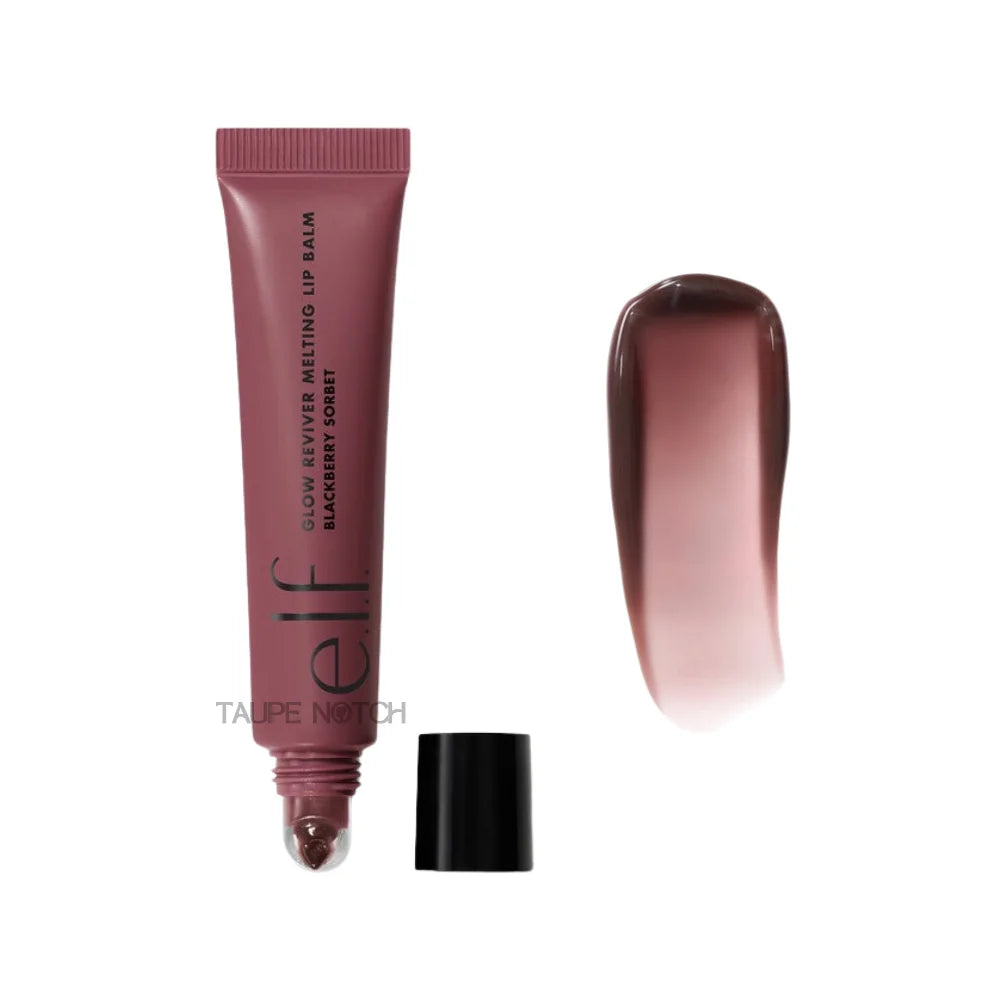Lip balm tube in plum berry shade with cap and smooth balm smear