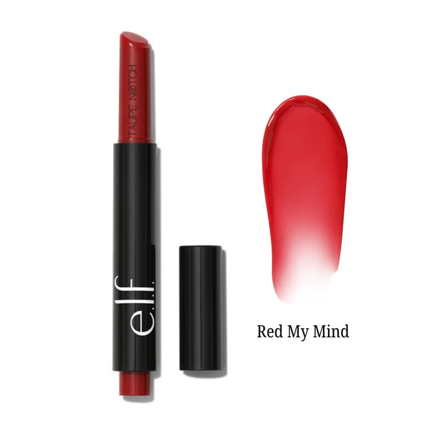 Elf lip plumping pen in Red My Mind, with applicator tube and open cap