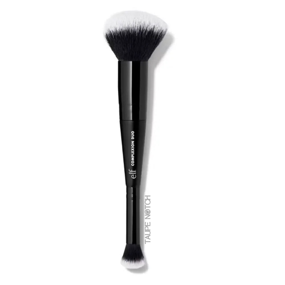 Concealer and foundation duo brush with soft black bristles and glossy black handle