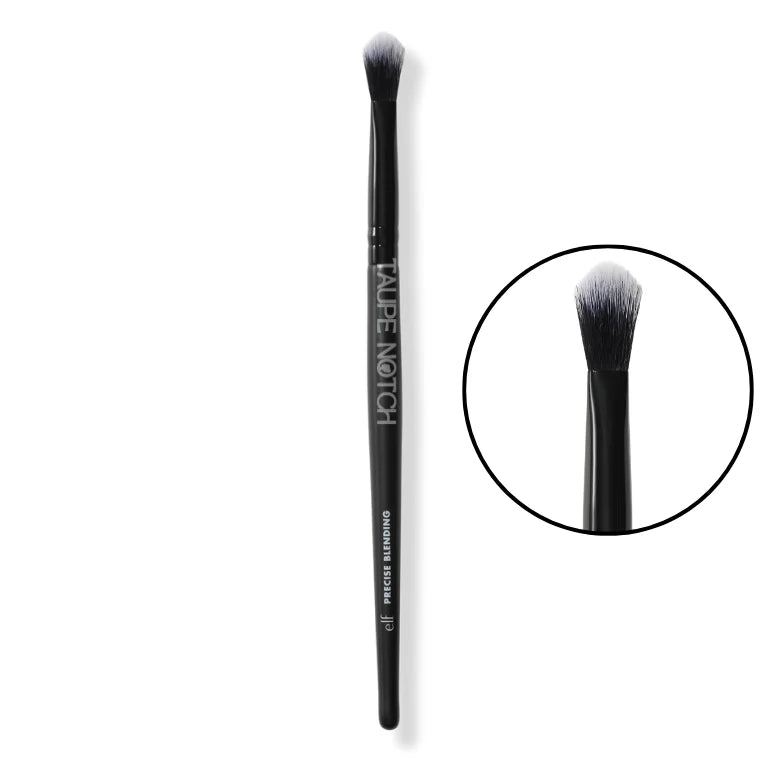 Blending brush with black handle and soft tapered bristles