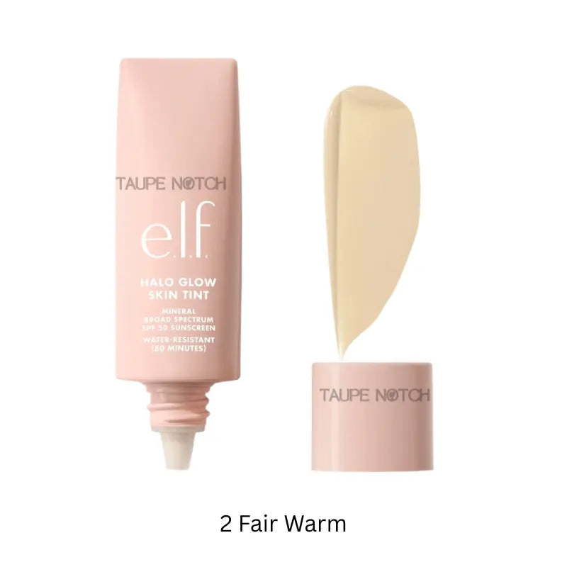 Glow skin tint SPF 50, 2 Fair Warm shade tube and swatch