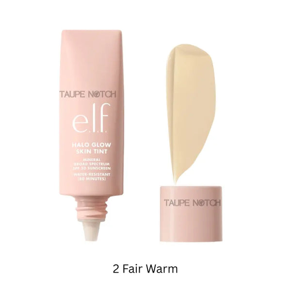 Glow skin tint SPF 50, 2 Fair Warm shade tube and swatch