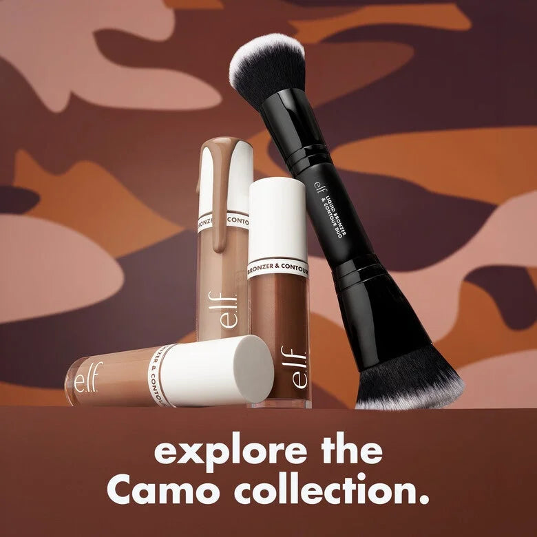 e.l.f. Liquid Bronzer Contour Duo Brush sculpted end and fluffy blending end
, contour brush