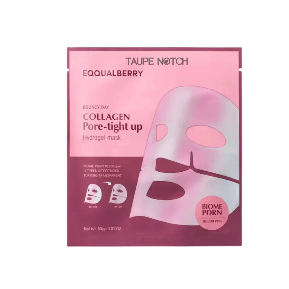 Hydrogel face mask box with EQQUALBERRY collagen pore-tight up