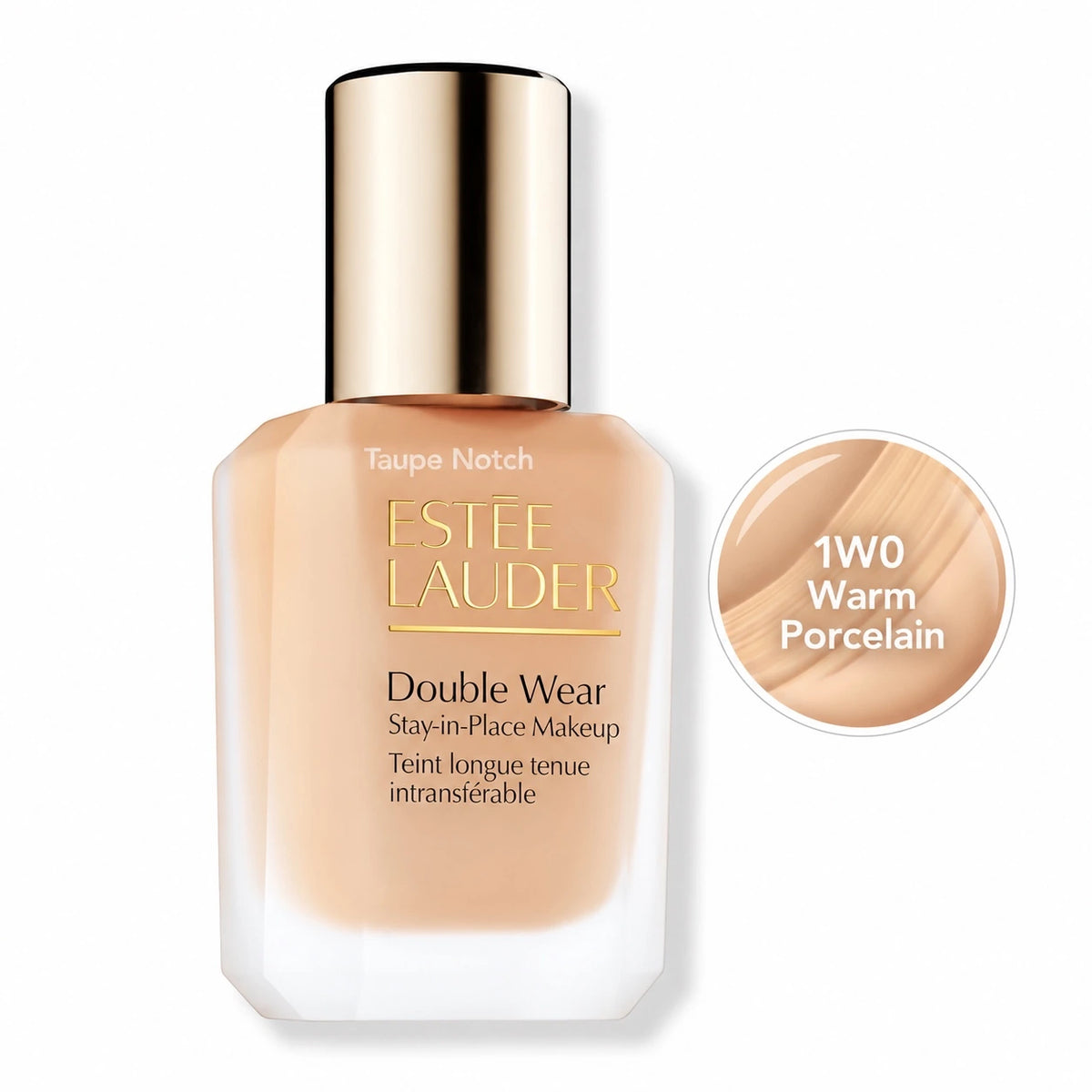 Double Wear Stay-in-Place foundation bottle, shade 1W0 Warm Porcelain