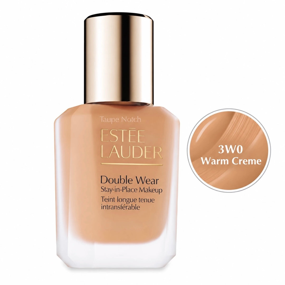 Estee Lauder Double Wear foundation bottle, shade 3W0 Warm Creme