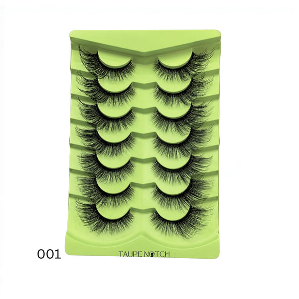 False eyelashes set, lime green lash case with stacked lashes, Taupe Notch label