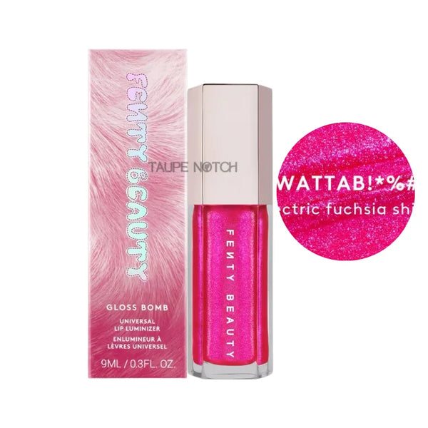 Gloss Bomb lip gloss in electric fuchsia pink, WATTABRAT