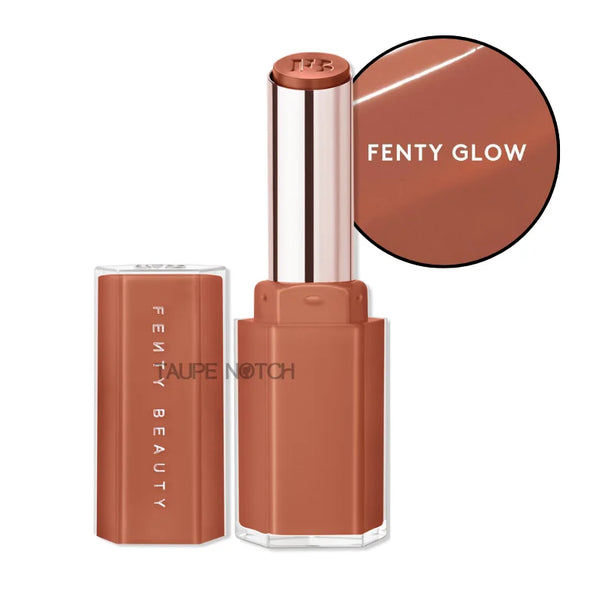 High-shine gloss stick, warm amber brown gloss
