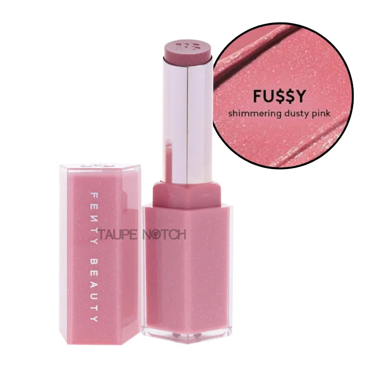 High-shine gloss stick, shimmering dusty pink