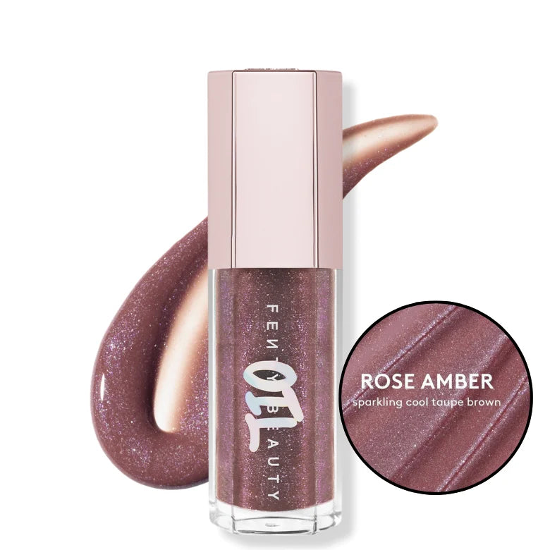 Gloss Bomb lip gloss, sparkling taupe brown shimmer (Rose Amber)