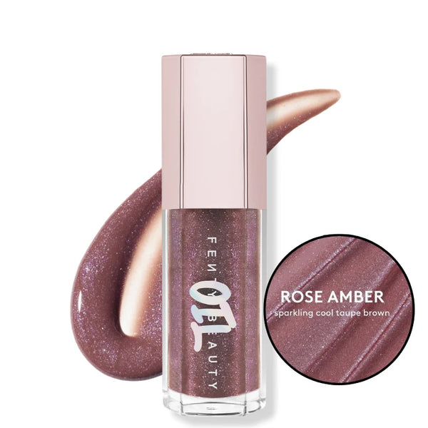 Gloss Bomb lip gloss, sparkling taupe brown shimmer (Rose Amber)