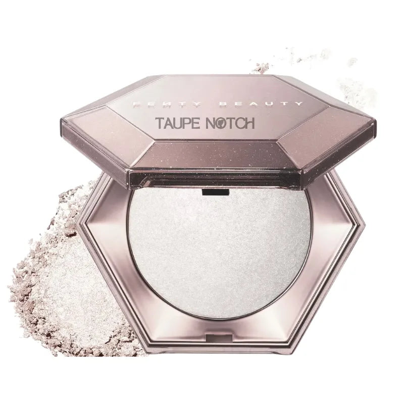 Fenty Beauty Diamond Bomb diamond veil compact, taupe shimmer powder visible