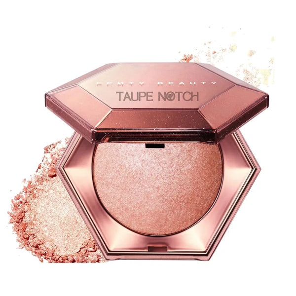 Fenty Beauty Diamond Bomb diamond veil compact, rosy pink shimmer powder visible