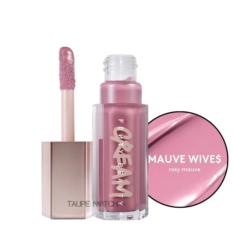 Lip color drip cream in Mauve Wives rosy mauve, with doe-foot applicator.