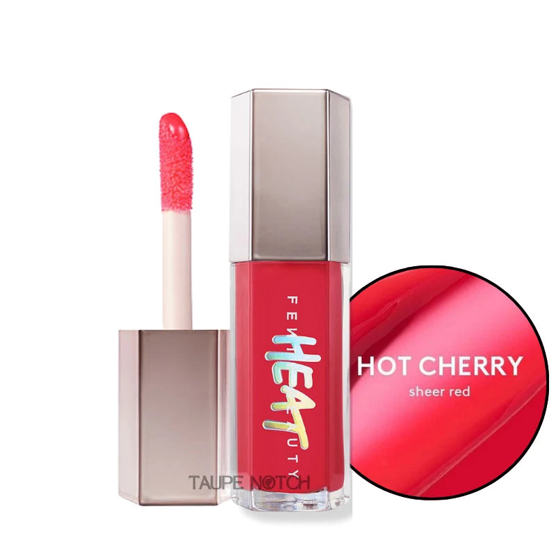 Fenty Beauty Gloss Bomb Heat lip gloss, sheer red Hot Cherry tube and applicator