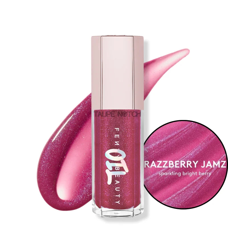 Fenty Beauty Gloss Bomb Oil in RAZZBERRY JAMZ, berry-pink shimmer lip gloss