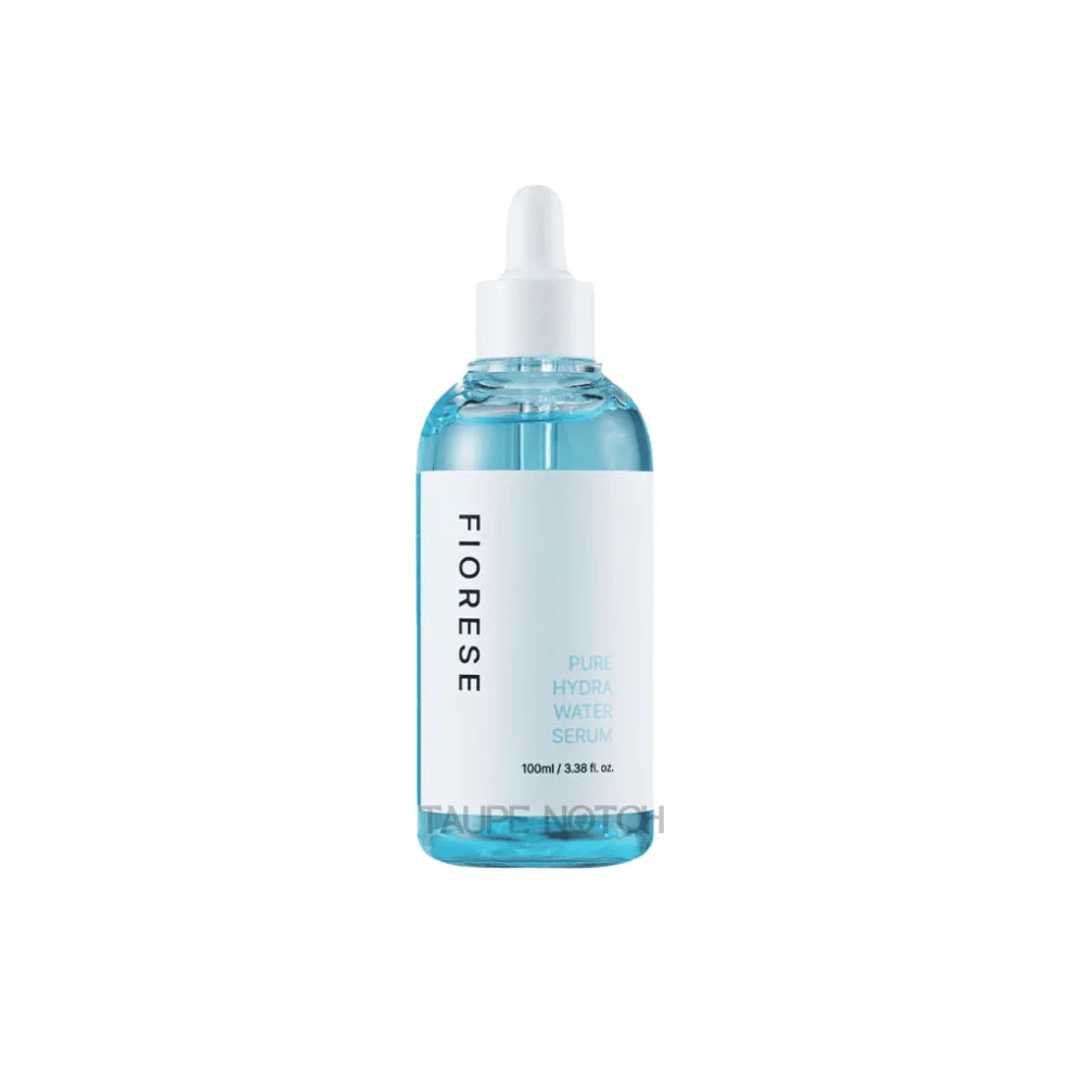 Hydra water serum bottle, 100ml, clear blue liquid with white dropper cap