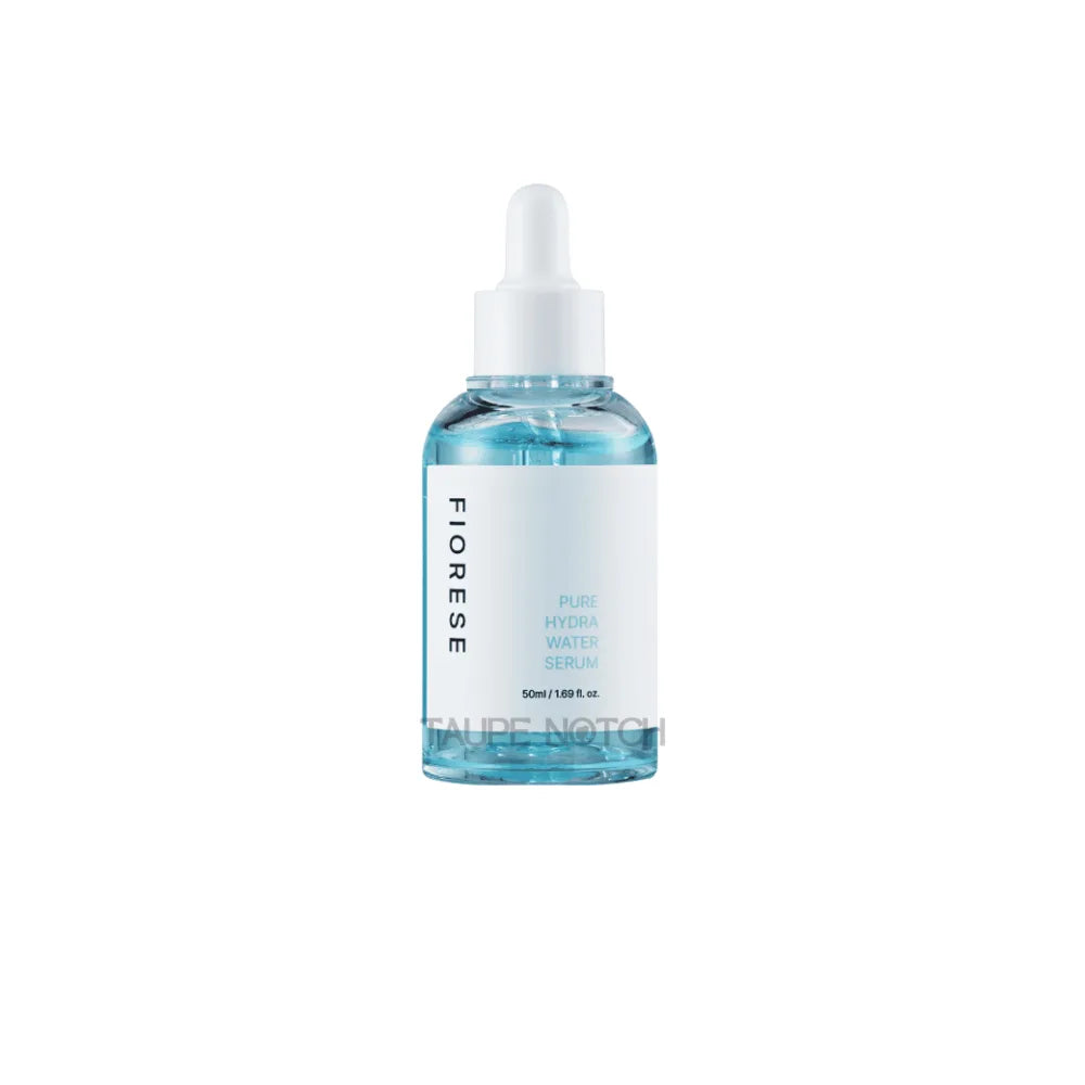 Hydra water serum bottle, 50ml, clear blue liquid with white dropper cap