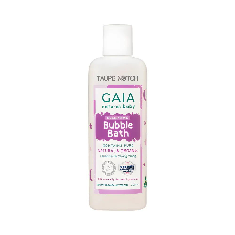 Baby bubble bath bottle, white with 'Sleep time Bubble Bath' label, 250 ml