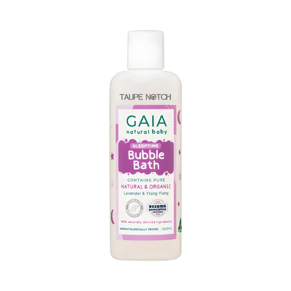 Baby bubble bath bottle, white with 'Sleep time Bubble Bath' label, 250 ml