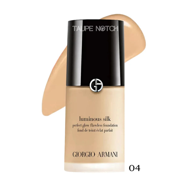 Giorgio Armani luminous silk foundation bottle with black cap, shade 04, beige