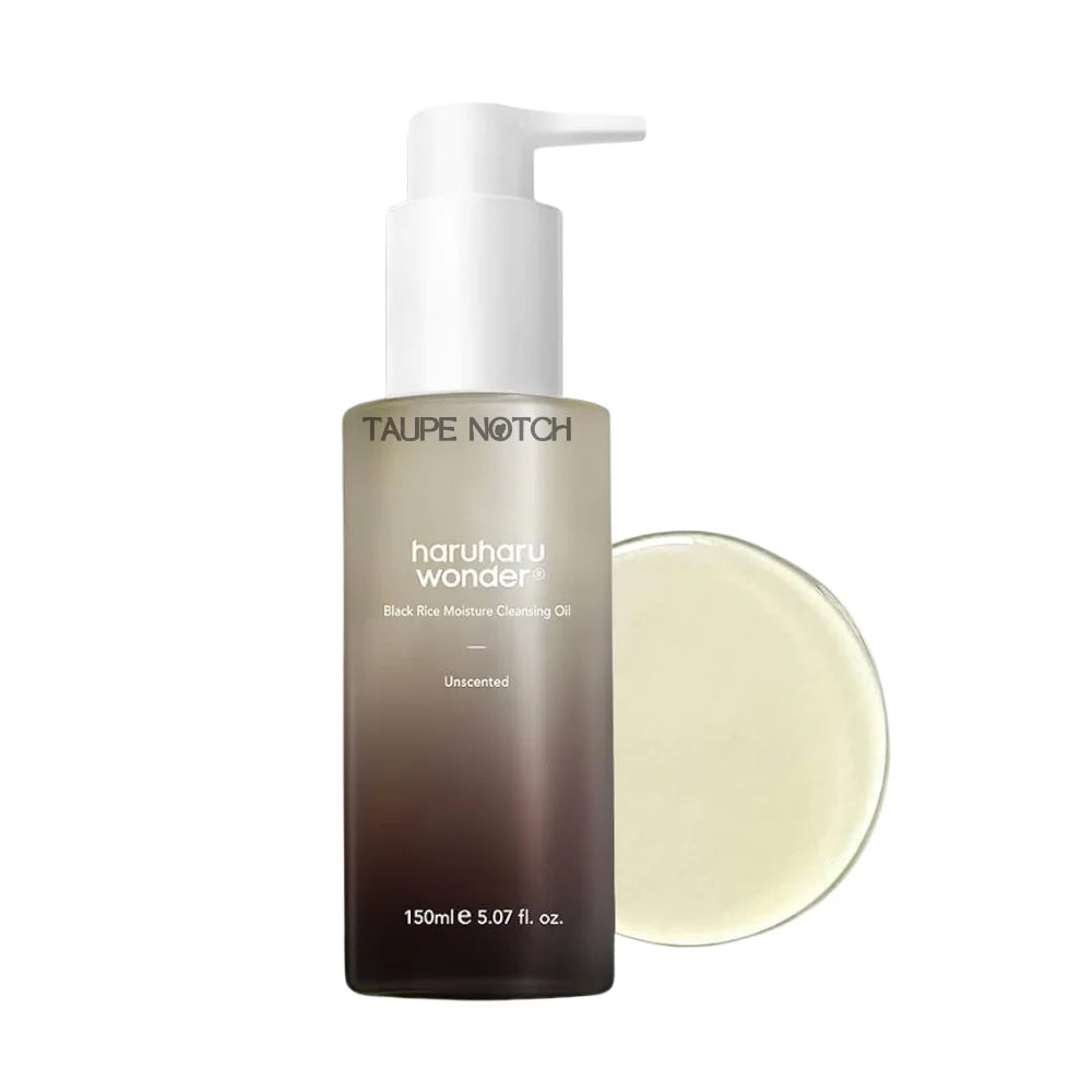 Moisture cleansing oil bottle with pump, dark amber bottle and white dispenser