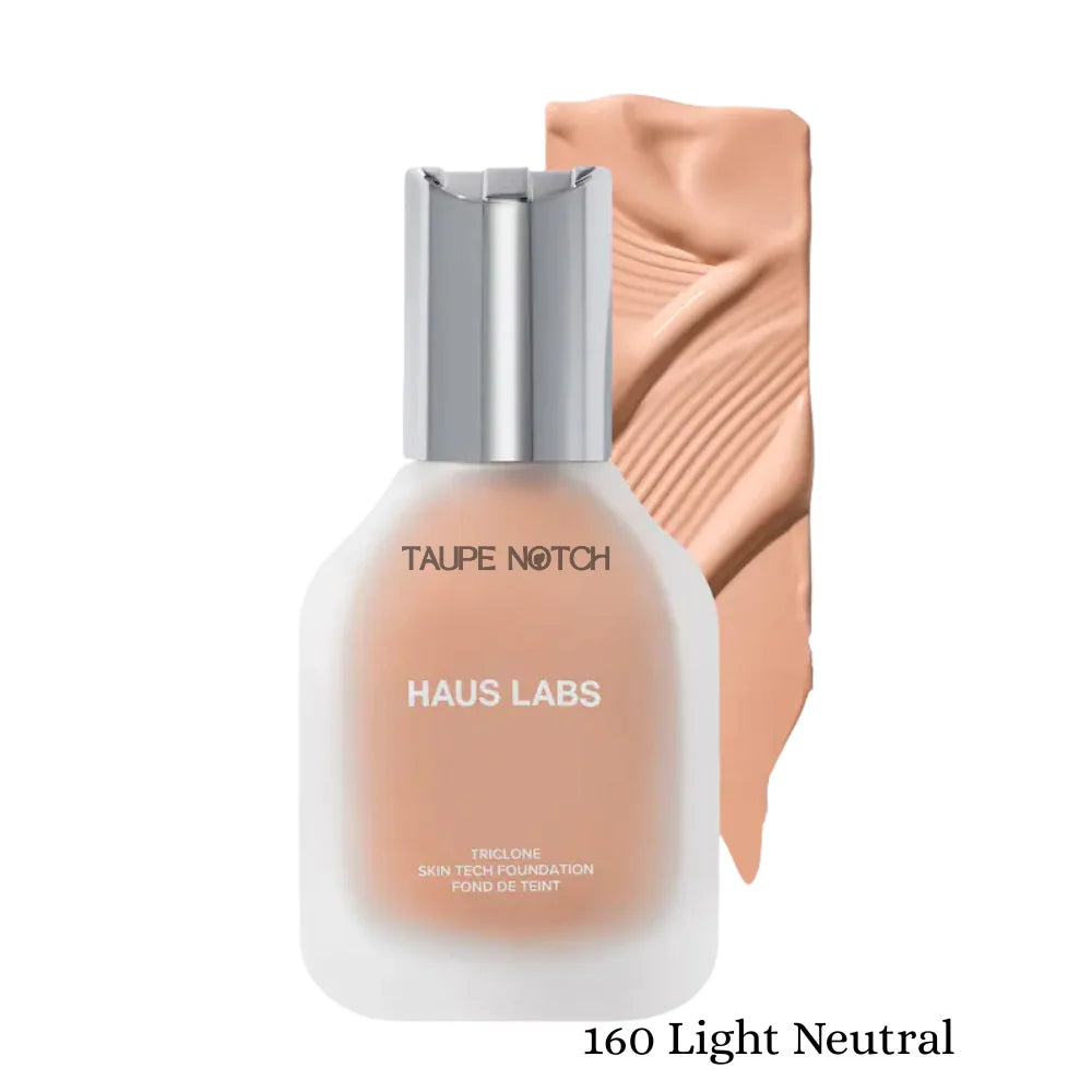 Haus Labs Triclone Skin Tech Foundation bottle with 160 Light Neutral swatch